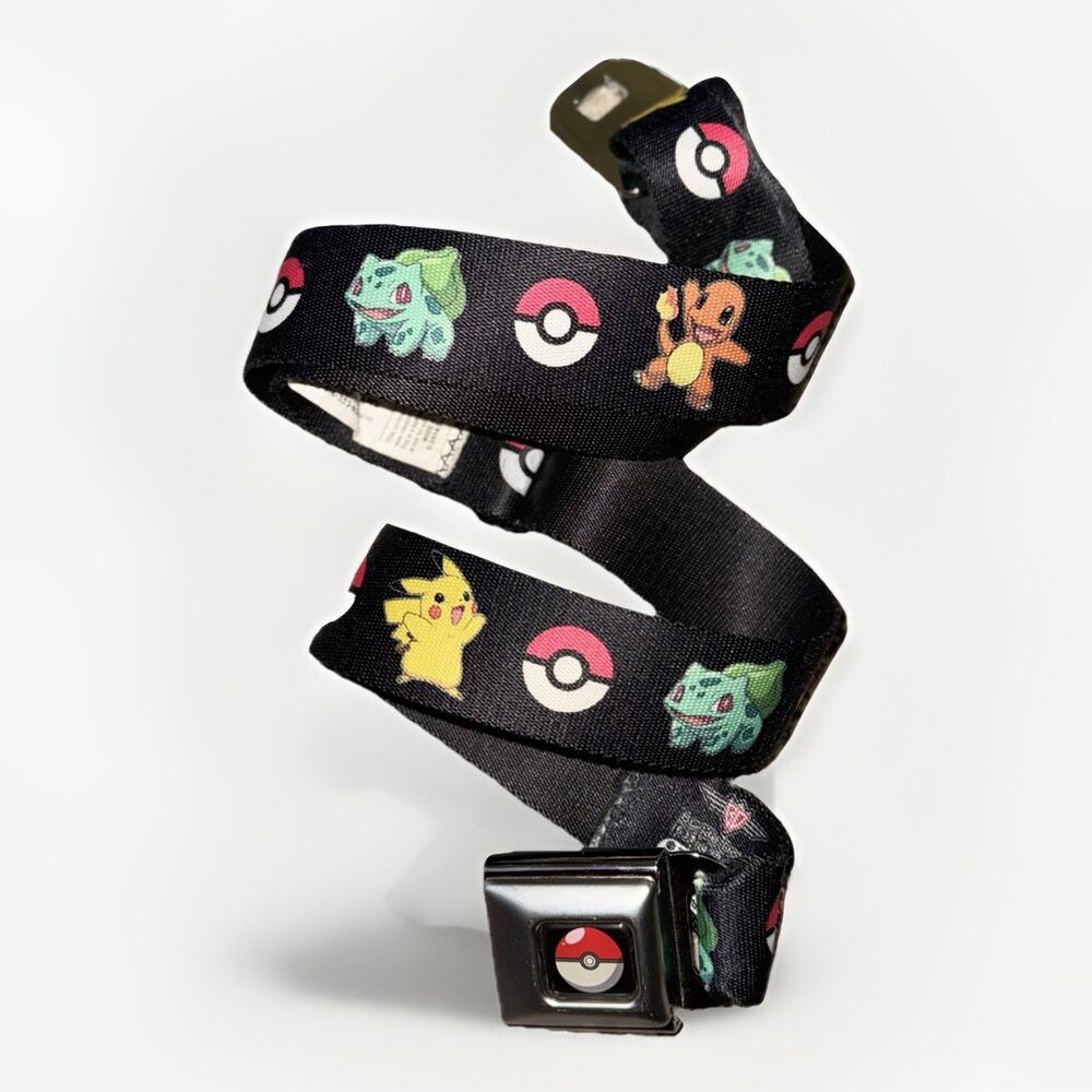 Buckle-Down Black Pokemon Pattern Belt with Colorful Characters